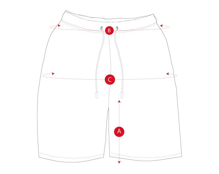 Gym cotton shorts size chart