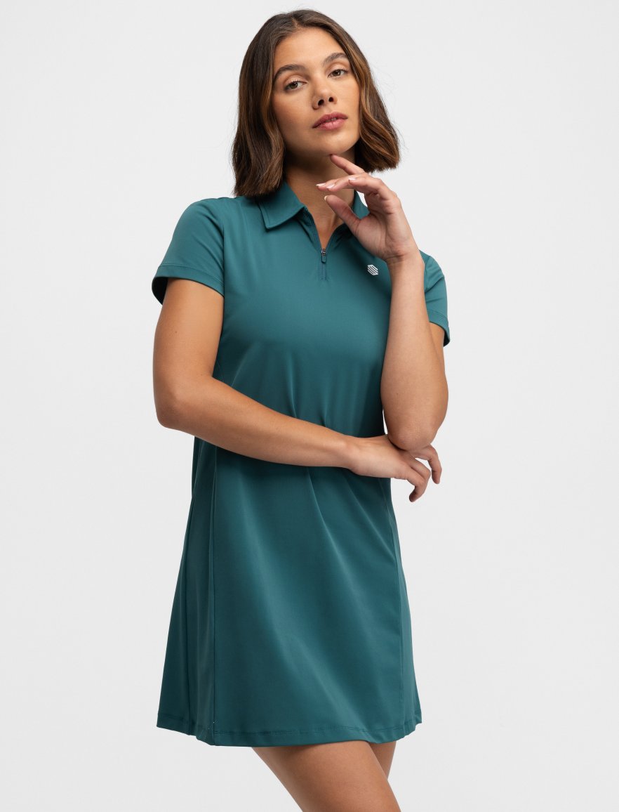 Short-Sleeve Golf Dress For Women Siroko Sauipe Teal - Green Short-Sleeve Golf Dress For Women Siroko Sauipe Teal - Green