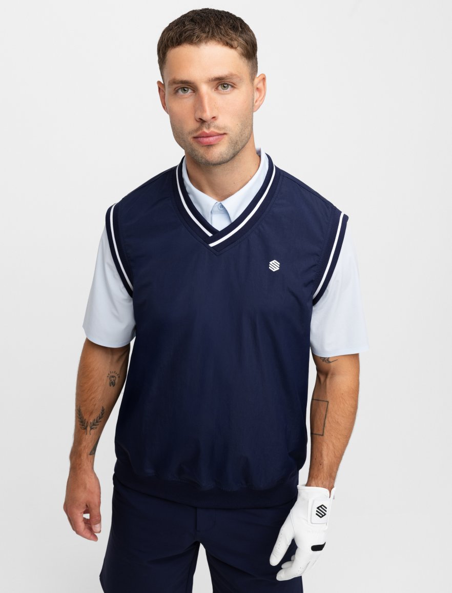 Golf windbreaker vest for men Putt Navy | SIROKO
