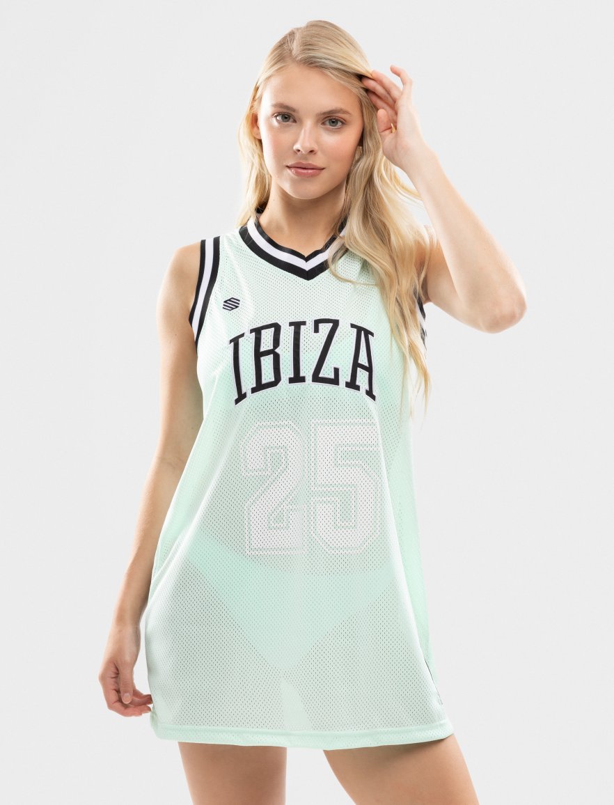 Basketball jersey mini dress for women - Ibiza - Siroko IBZ Beachball Water - Green Basketball jersey mini dress for women - Ibiza - Siroko IBZ Beachball Water - Green