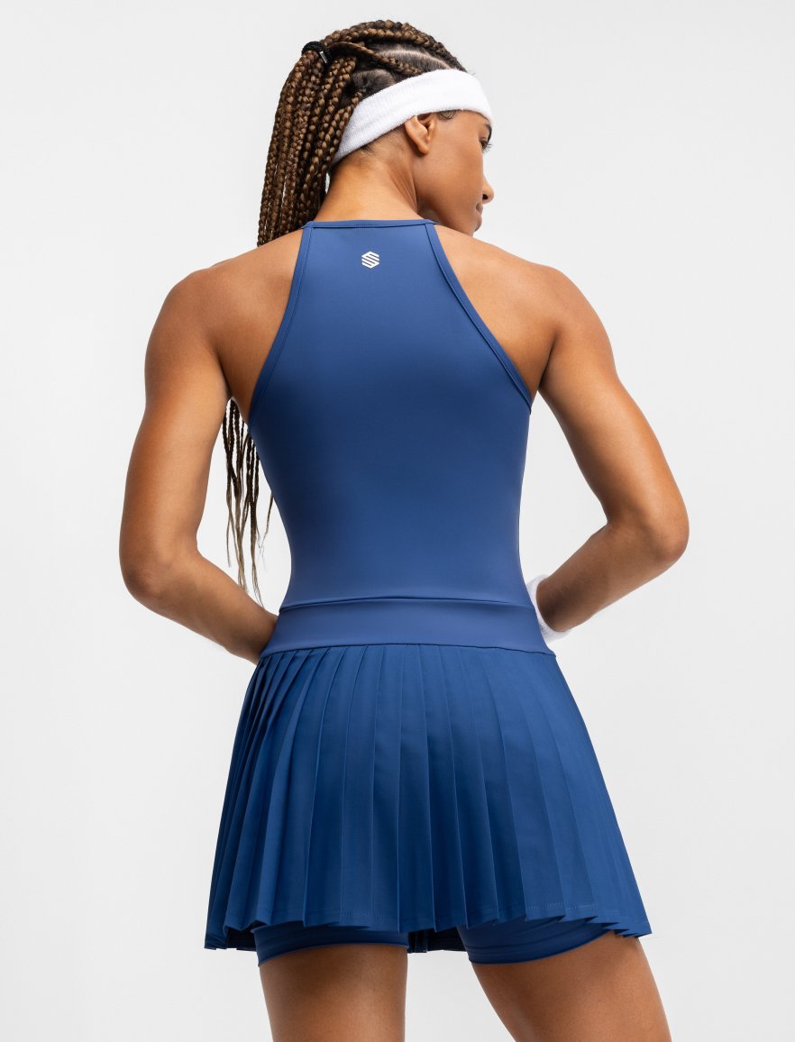 Women's pleated tennis dress Slam Blue | SIROKO Women's pleated tennis dress Slam Blue | SIROKO
