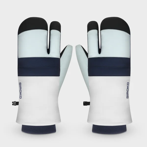 Guantes de tres dedos de esquí Siroko Glisse blancos