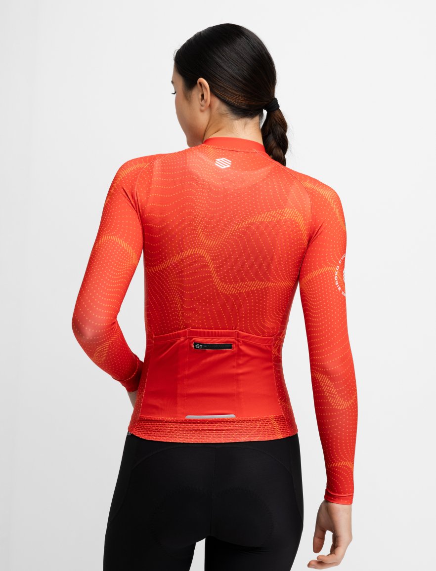 SIROKO M2 Zen Wielershirt Met Lange Mouwen Voor Dames – Aerodynamisch, Breathlock+, Reflecterende Details, 3 Rugzakjes