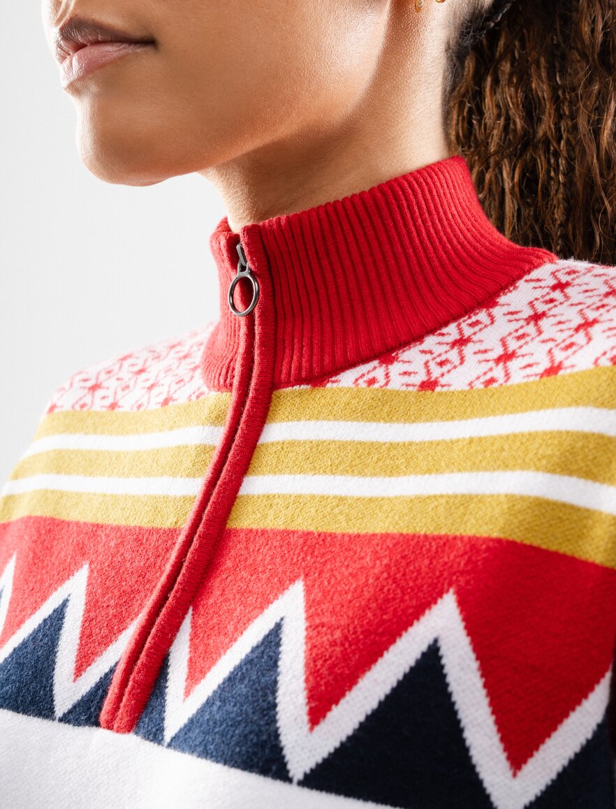 Women's half-zip knit pullover Sapporo-W White | SIROKO