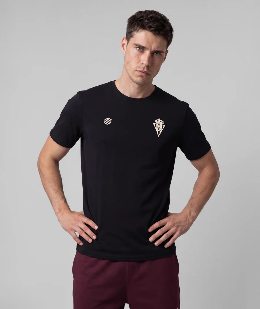 Travel player tee (black) — Real Sporting de Gijón 26/27