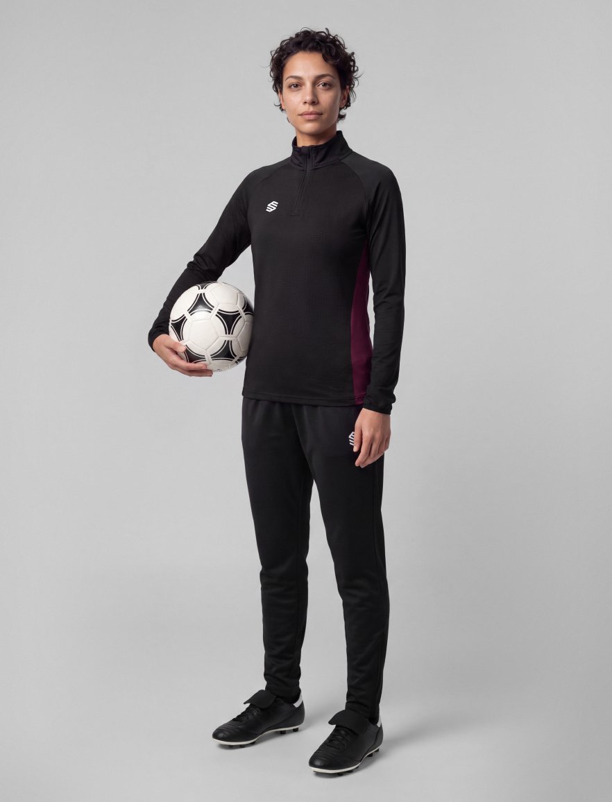 Halfzip Black/Burgundy W