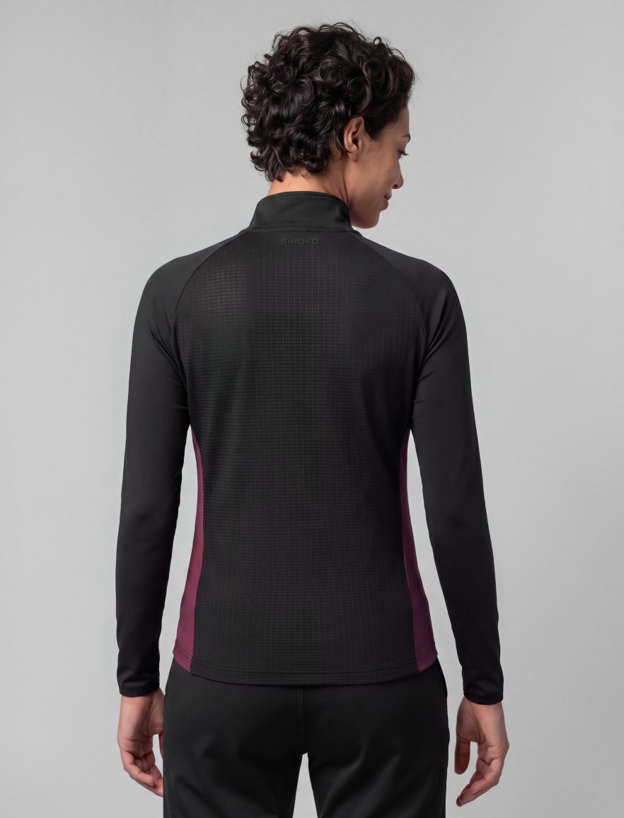 Halfzip Black/Burgundy W