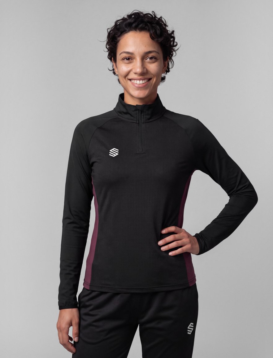 Halfzip Black/Burgundy W