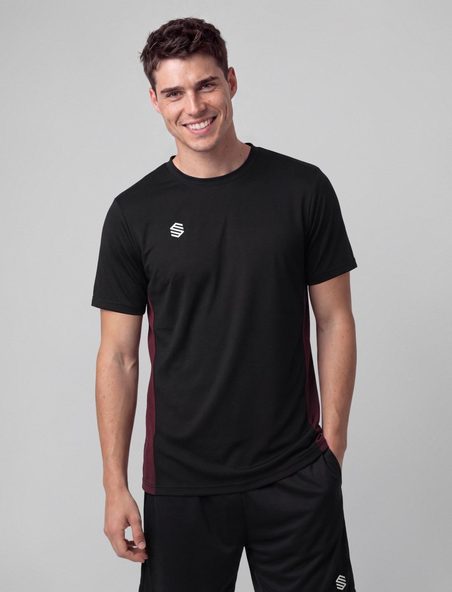 Sports Tee Black/Burgundy M