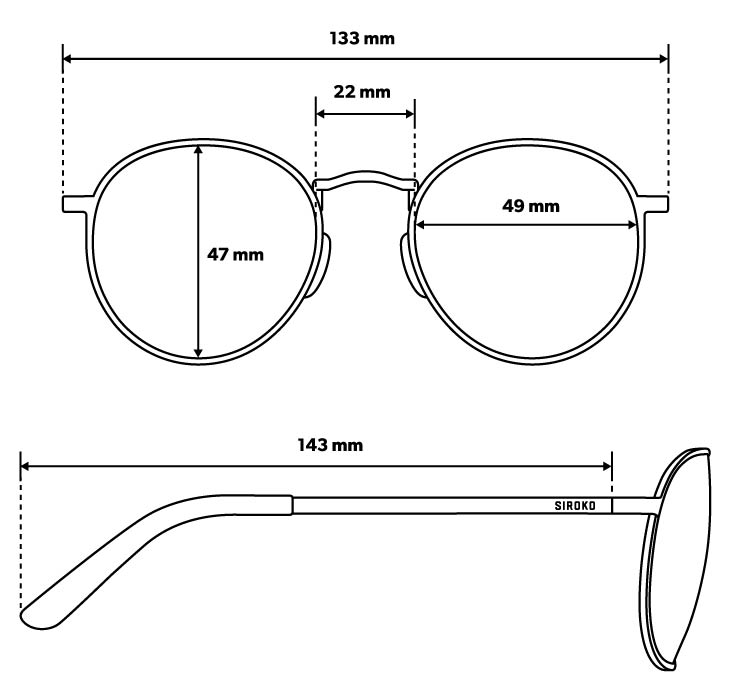 Guía de tamaños gafas London Collection