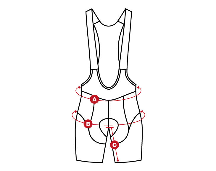 Gravel Bib Short size chart