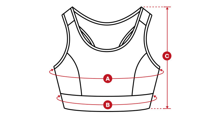 PWE Gym Bra size chart