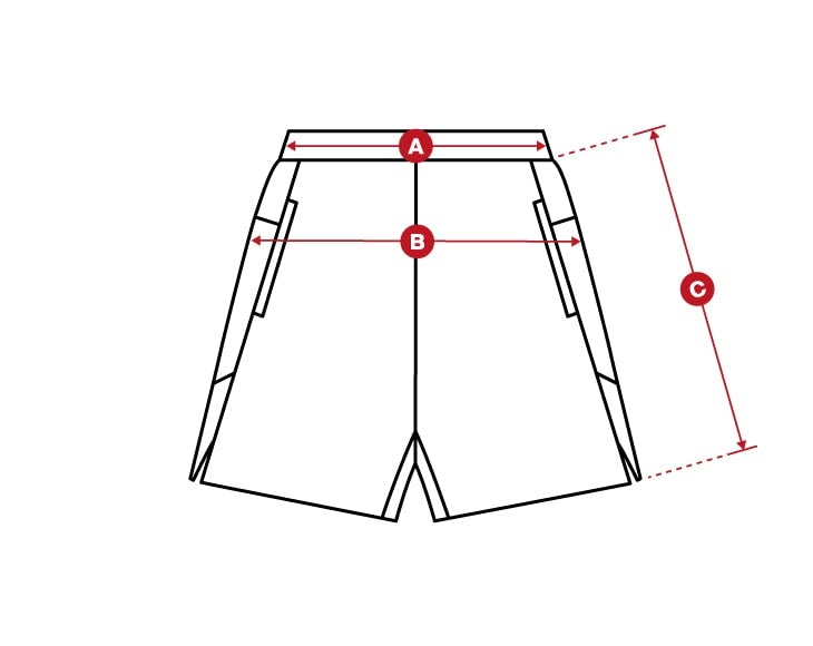 PWE Gym Men Shorts size chart