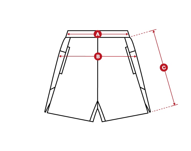 Fitness Men Shorts size chart