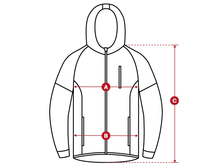 Fitness Windbreakers size chart