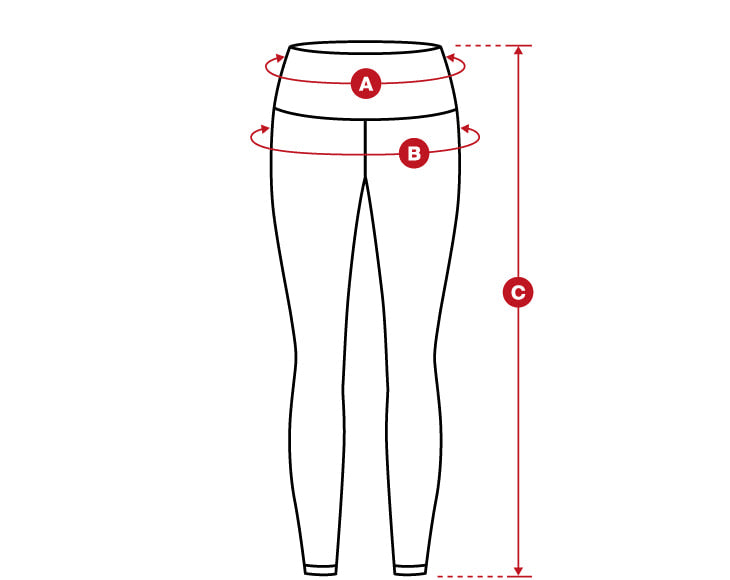 PWE Gym Leggings size chart