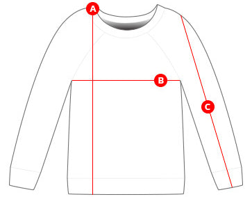 Kids raglan sweaters size chart