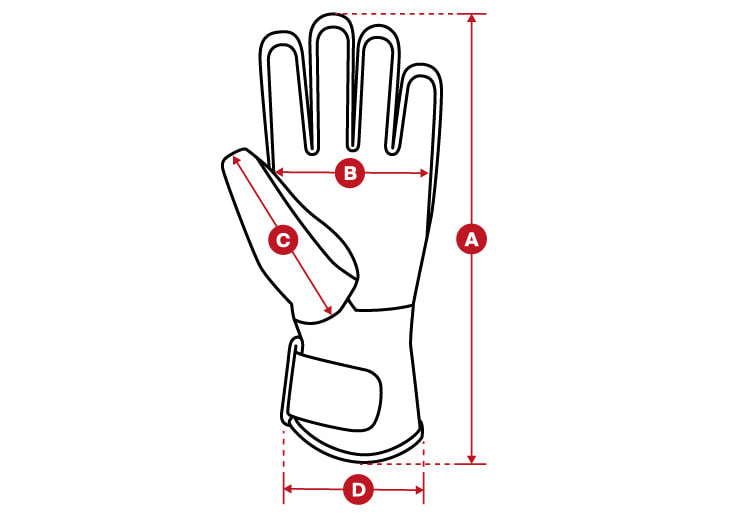 Snow gloves size chart