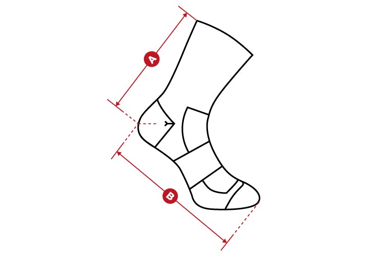 Cycling S2 socks size chart
