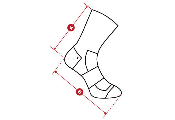 DW cycling socks size chart