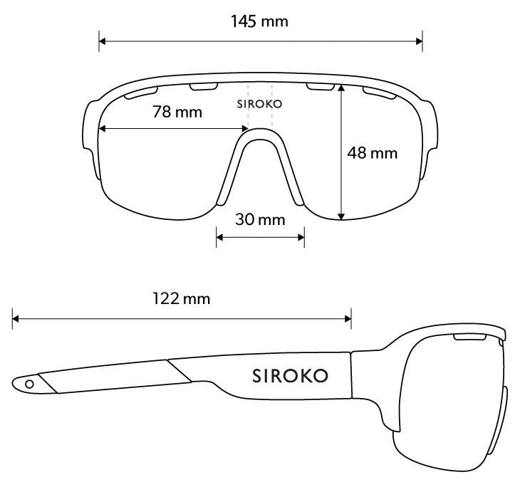 Guía de tamaños gafas Siroko Tech