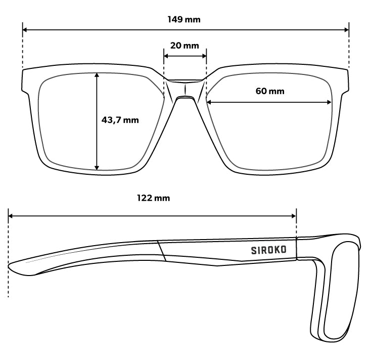 Guía de tamaños gafas Siroko X1