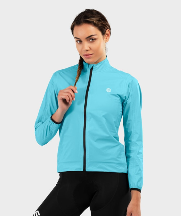 SIROKO Veste Cyclisme Femme J1 Stagiaire – Coupe-Vent & Pluie Légère, Taille M Cyan